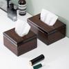 Modern Imitation Walnut Wood Desktop Tissue Box Vintage Square Napkins Holder High Quality Wooden Paper Storage Box Bedroom