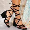 Дропшиппинг Летние модные женские босоножки на толстом каблуке с ремешком на щиколотке Сексуальные женские босоножки для вечеринок