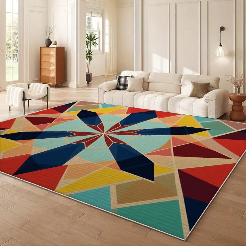 Bohemian Symmetrical Geometric Carpet, Nordic Ins Style Living Room Floor Mat, Easy To Take Care of And Dirt-resistant