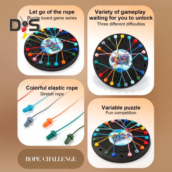 1 набор для детей, игра по распутыванию веревок, настольная игра с узлами из скрученной веревки, логическое мышление, интерактивная обучающая красочная эластичная веревка, распутывающая игрушку