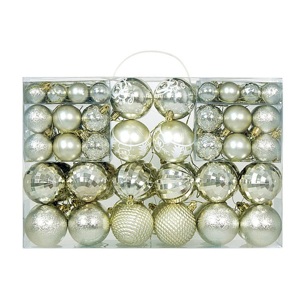 100Pcs Christmas Balls Plastic Ornaments, 3/4/6cm Multi Color Hanging Decor, Waterproof Painted Xmas Tree Decoration Set