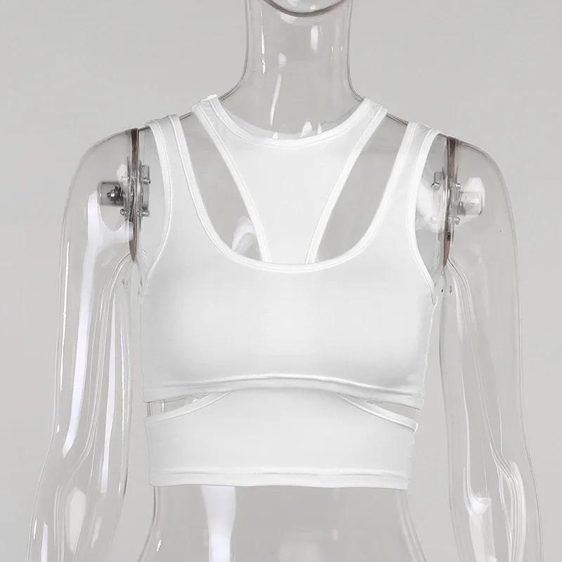 Sexy Bare Midriff Tank Top Wrap Chest Hollow Out Halter Crop Tops Women Sleeveless Cropped Vest Camisole Tube Top Female