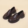 2024 Summer Women's Japanese-Style Black Thick-Soled Leather Loafers - Retro British JK Uniform Shoe