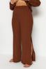 Женские коричневые пляжные брюки больших размеров с разрезом и детальной отделкой