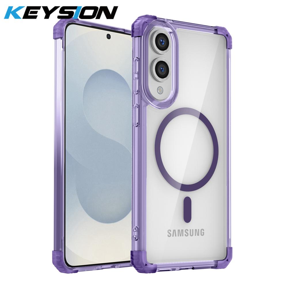 KEYSION Прозрачный противоударный чехол для Samsung Galaxy S25 Edge 5G с магнитной беспроводной зарядкой, прозрачная задняя крышка для телефона