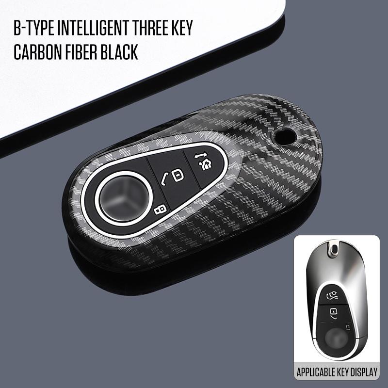 Interior Mouldings Carbon Fiber Car Key Case Cover For Mercedes Benz C E S Class GLC W206 W223 W214 E300 C260 C300 S450 S500 S40