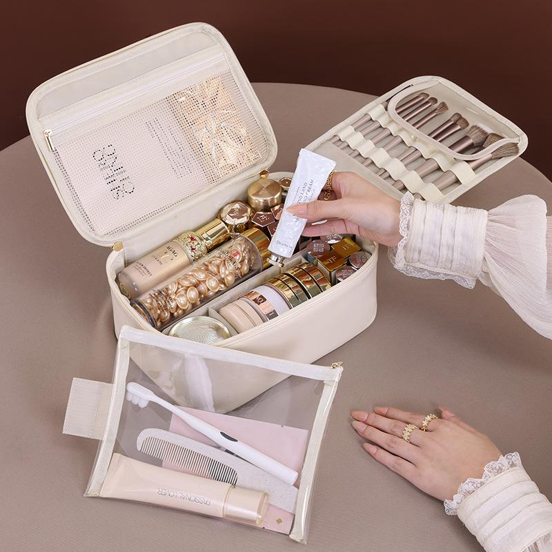 Разделенное хранение. Портативная косметичка. Высококачественные дорожные средства по уходу за кожей большой емкости. Кисть для макияжа. Сумка для хранения косметики.
