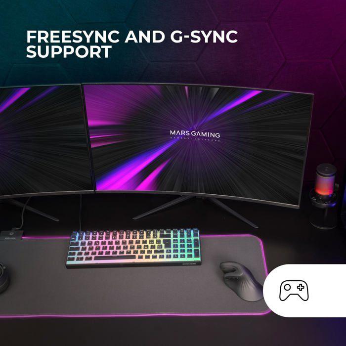 Marsgaming mv-27c écran gaming incurvé 27 fhd 1080p 200hz hdr10 1ms freesync et g-sync noir