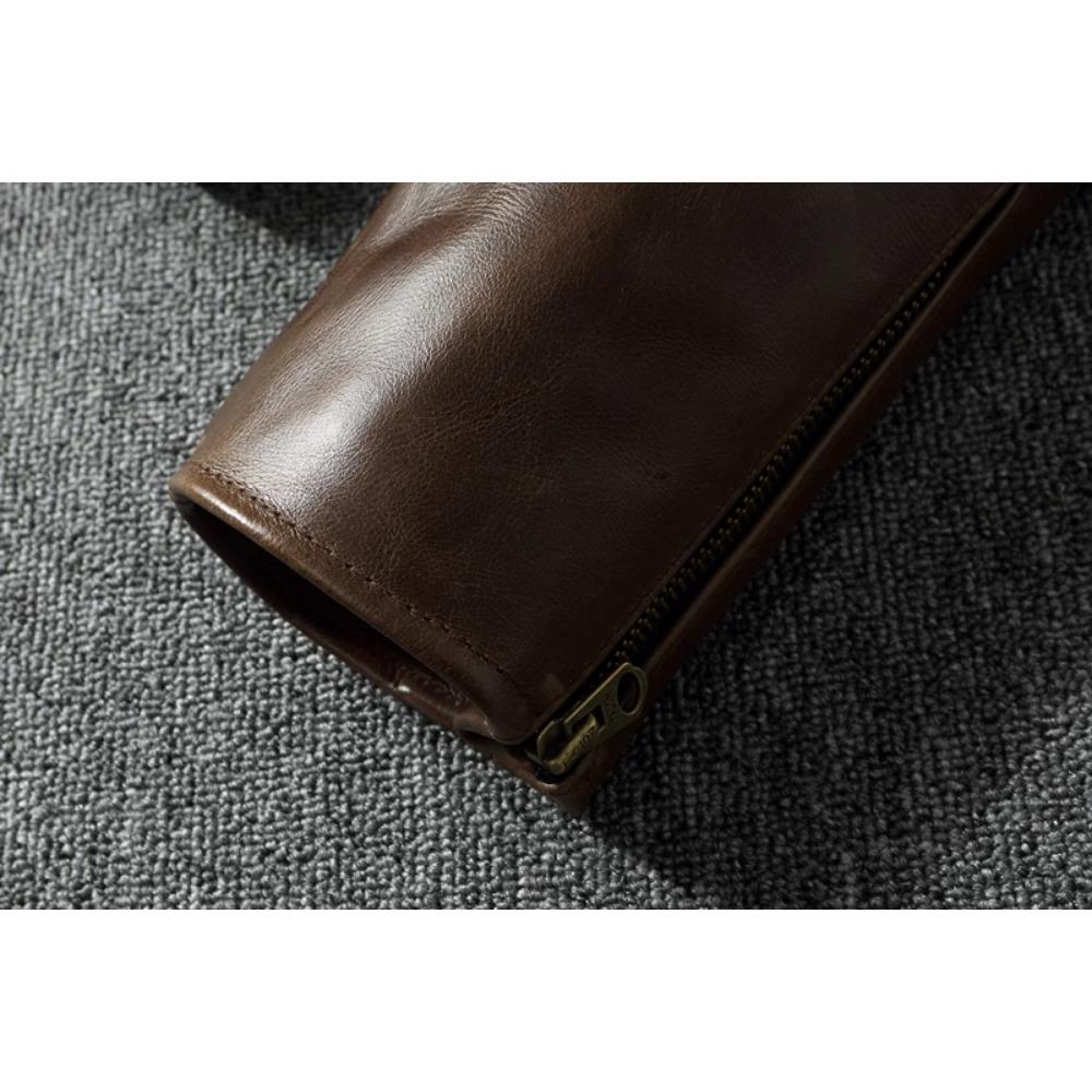 Китайский размер, стиль RL, верхний слой, вощеная воловья кожа, мужская куртка с воротником-стойкой, коричневое пальто, мужская байкерская куртка, весна-осень