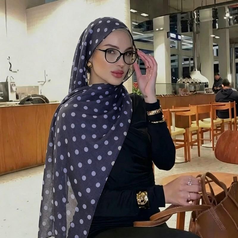 Women's Polka Dot Scarf Balinese Yarn Print Classic Leopard Cotton Outer Cape Head Long Towel