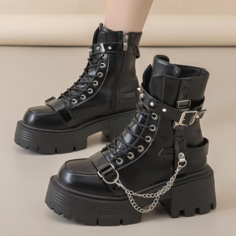 2025 Тренд Женские Ботильоны на Платформе Плоские Ботинки Для Зимы Повседневная Кожаная Обувь Новые Кроссовки Роскошные Ботинки-Гладиаторы Мотоциклетные Ботинки Женские