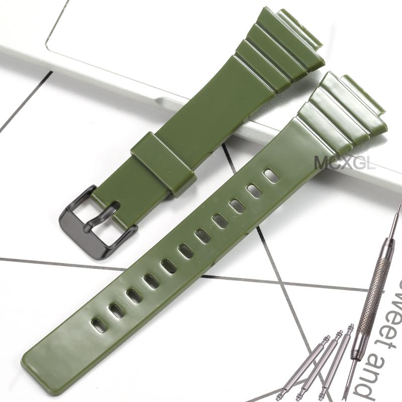 Смоляной ремешок для часов Casio W-215H W215H W-217H F105W F108WH Запасной ремешок 18 мм Водонепроницаемый Спортивные аксессуары для часов