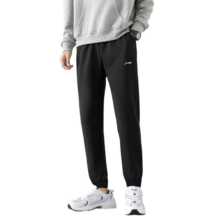 Li Ning Трикотажные Повседневные Брюки Спортивные Штаны Мужские Черные AYKSC39-1