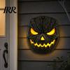 Spooky Pumpkin Lampshade Face Figurine, Wall Mounted Tree Statue, Hanging Resin Hugger for Outdoor Yard, Decor Porch Decoration