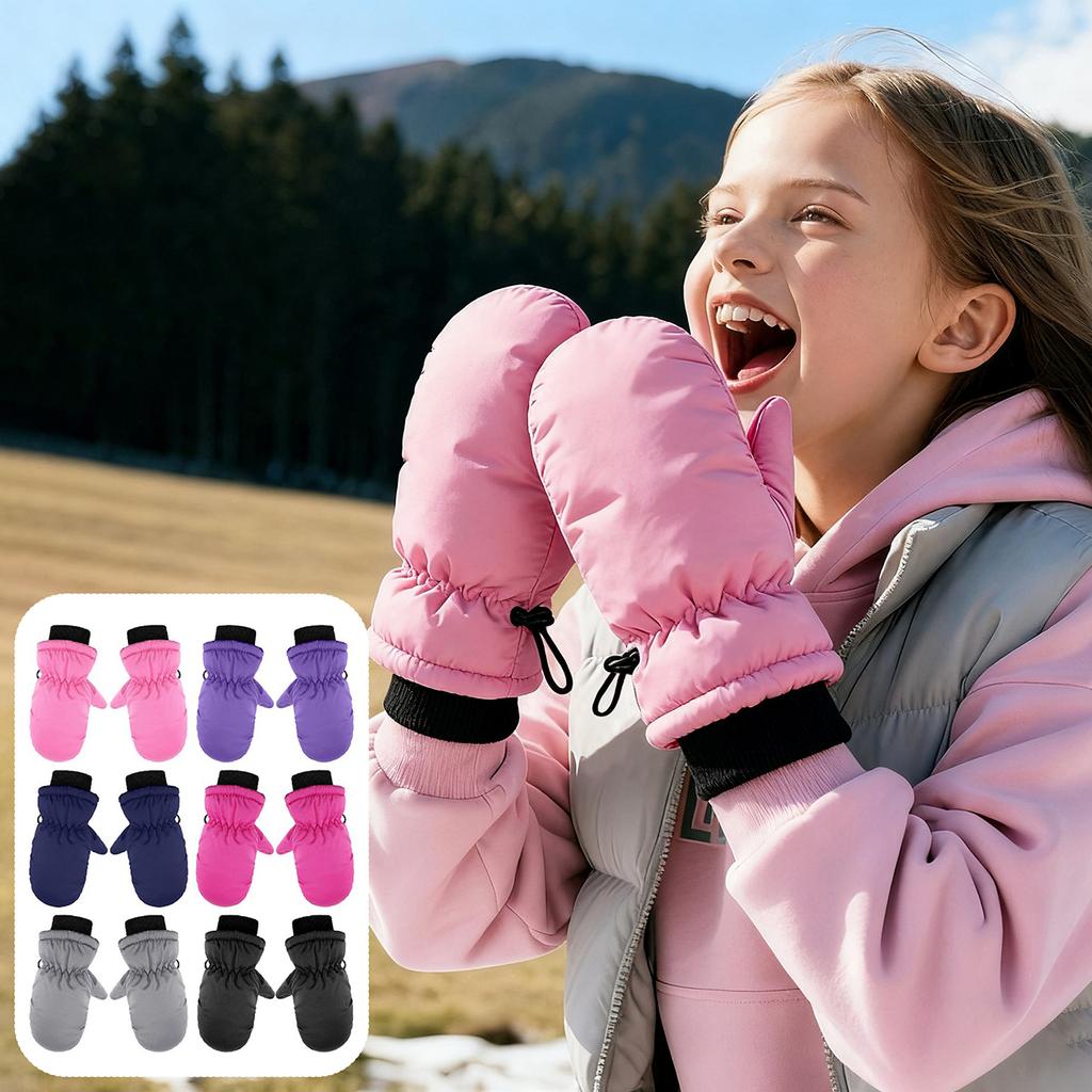 Thick Warm Children Ski Gloves 2-5Year Boys Girls Plush Mittens Windproof Waterproof Outdoor Baby Hand Covers Winter Kids Glove