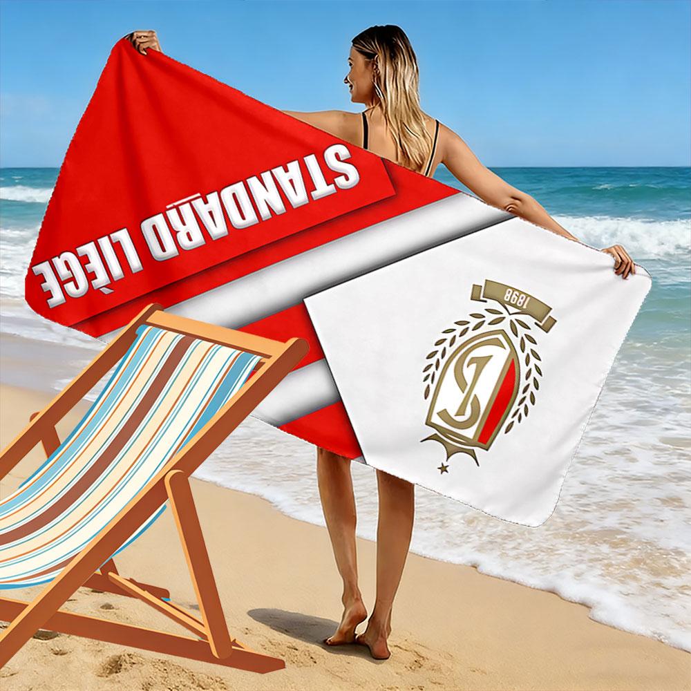 Giant Beach Towel with Standard Liege FC Crest, Quick Dry Microfiber, Soft and Absorbent, for Beach Pool Travel Gift