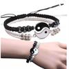 2pcs Jewelry Set Couple Black White Tai Chi Bracelet Rope Adjustable Chain Set Simple Style Daily Wear Jewelry