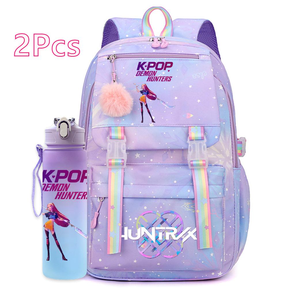2 шт./набор Милый аниме K-pop рюкзак с принтом 750 мл бутылка для воды большой вместимости дорожная сумка для девочки-подростка мальчика школьный портфель детский подарок рюкзак
