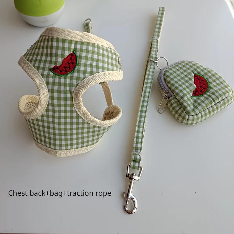 Dog Traction Rope Walking Rope for Small Dog Chain Cat Pet Vest Chest Strap Collar Set Dog Harness and Leash Set