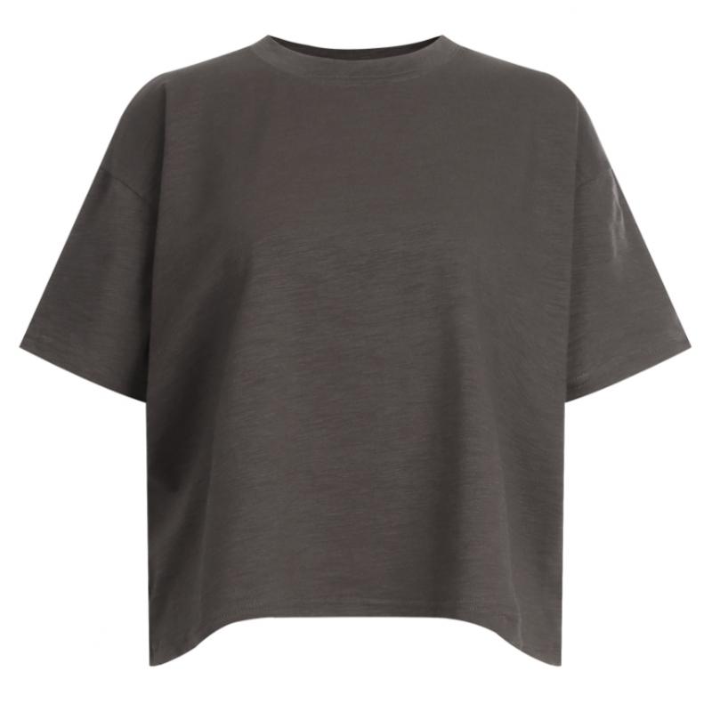 Shop   Women S Round Neck Boxy looSe Fit Semi Crop S S Tee Green Dai wSh 20768