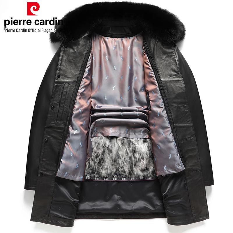 Pierre Cardin Men's Mid-Length Cowhide Leather Jacket