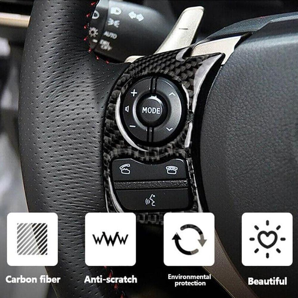 Car Carbon Fiber Steering Wheel Button Trims For LEXUS IS250/300/350 2014-2017