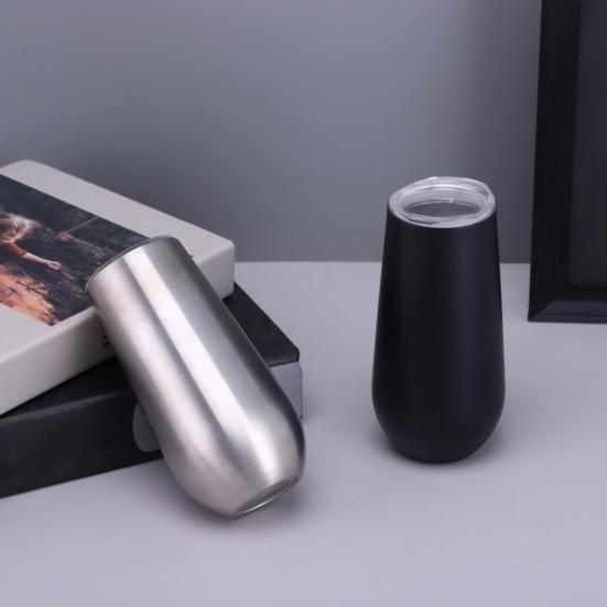 Чашка из яичной скорлупы на 180 мл U-образная термостойкая пивная кружка для вина из нержавеющей стали с брызгозащищенной крышкой Эргономичный портативный дизайн для удобного питья