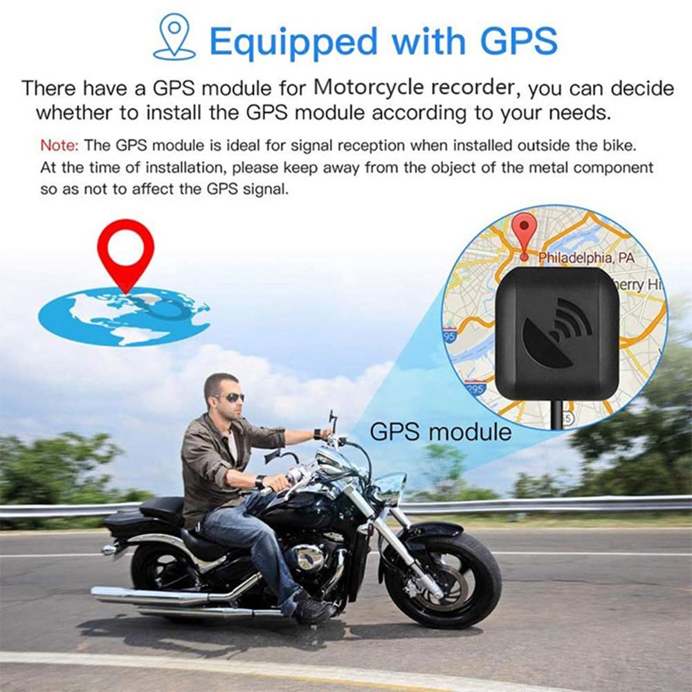 HD WiFi GPS Motorcycle Dashcam, Dual-Channel Front and Rear Cameras, Black Box Video Recorder for Motorbike Riding