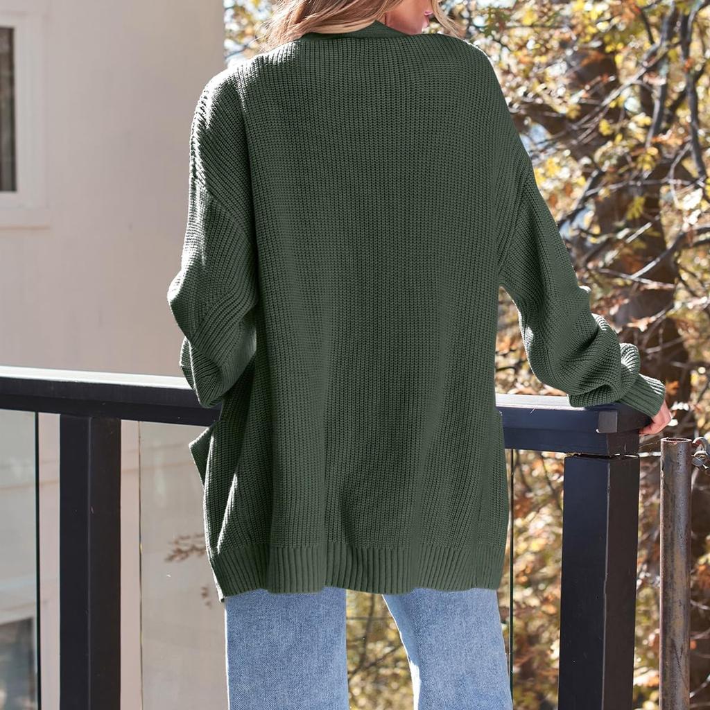 Женский кардиган, вязаный свитер, открытый спереди, повседневный, с длинным рукавом, легкие кардиганы с карманами