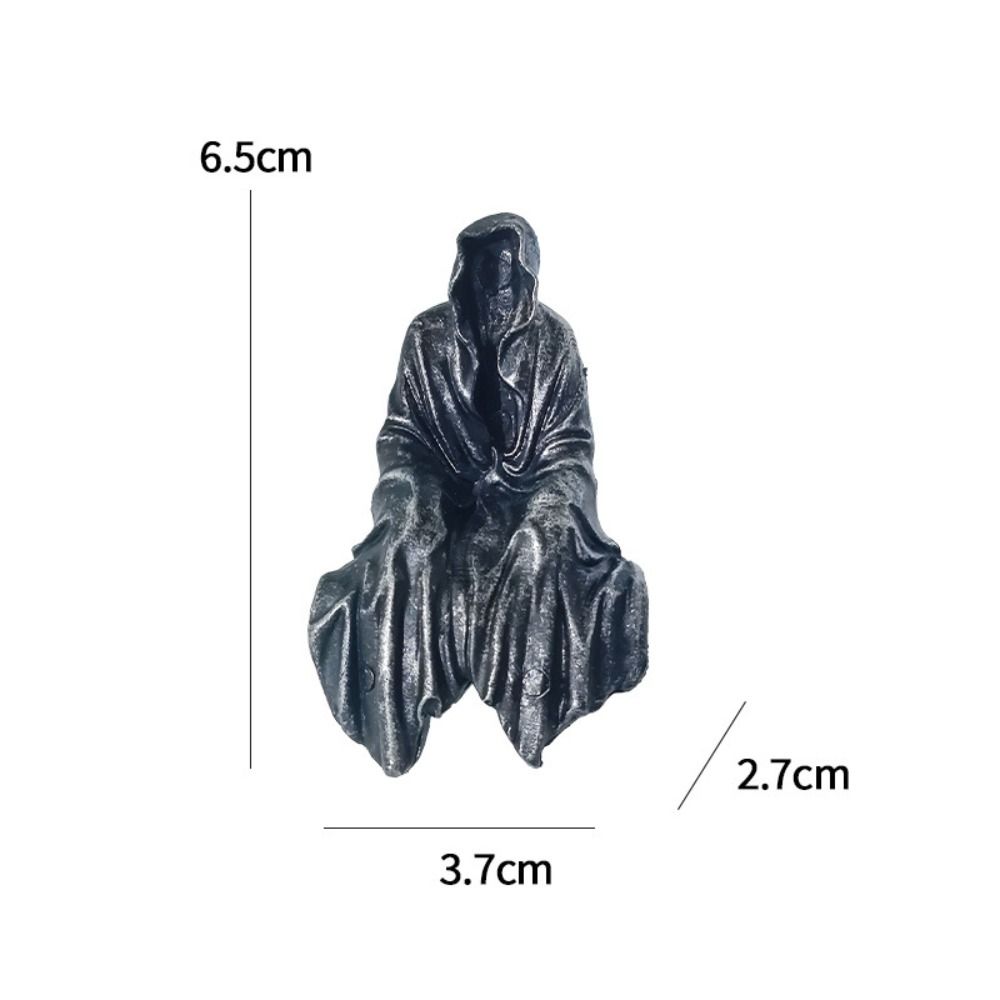 Black Robed Night Walker Ornaments Reaper Sitting Statue Black Clothes Mysterious Master Ornament