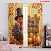 2D Flat Printing 2pcs Thanksgiving Day Drapes Cute Turkey Thanksgiving Pumpkins Polyester Without Electricity Holiday