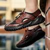 Модные летние дышащие кожаные удобные мужские кроссовки с сеткой для ходьбы, горячая распродажа, повседневная мужская водонепроницаемая обувь, сандалии для отдыха на природе