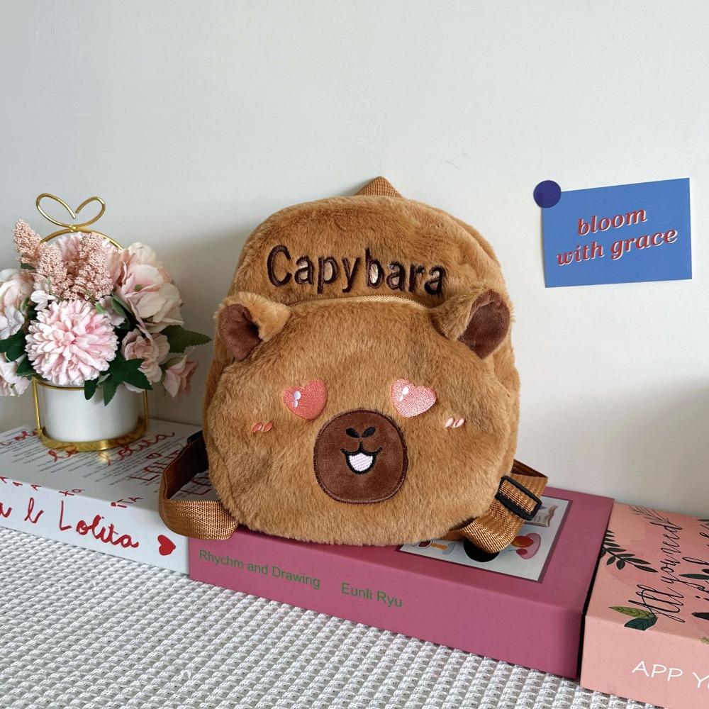 Вышитый Плюшевый Рюкзак Капибара PP Хлопок Большая Вместимость Школьная Сумка Мальчики