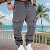 Men Winter Sweatpants Thickened Cargo Pants Warm Casual Baggy Trousers Drawstring Waist Jogger Pants for Work Street Daily Wear