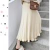 Knitted Long Skirts Women Ruffles Sweet High Waist Autumn Winter Korean Loose Mid Skirt