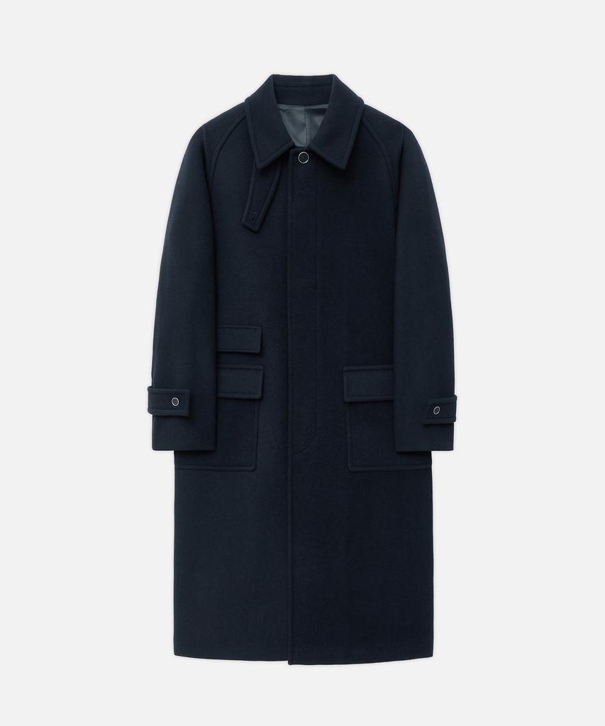 Draw Fit [Oh Jung-Kyu X Draw Fit] Consize Wool Wonder Balmacaan Coat [Navy]