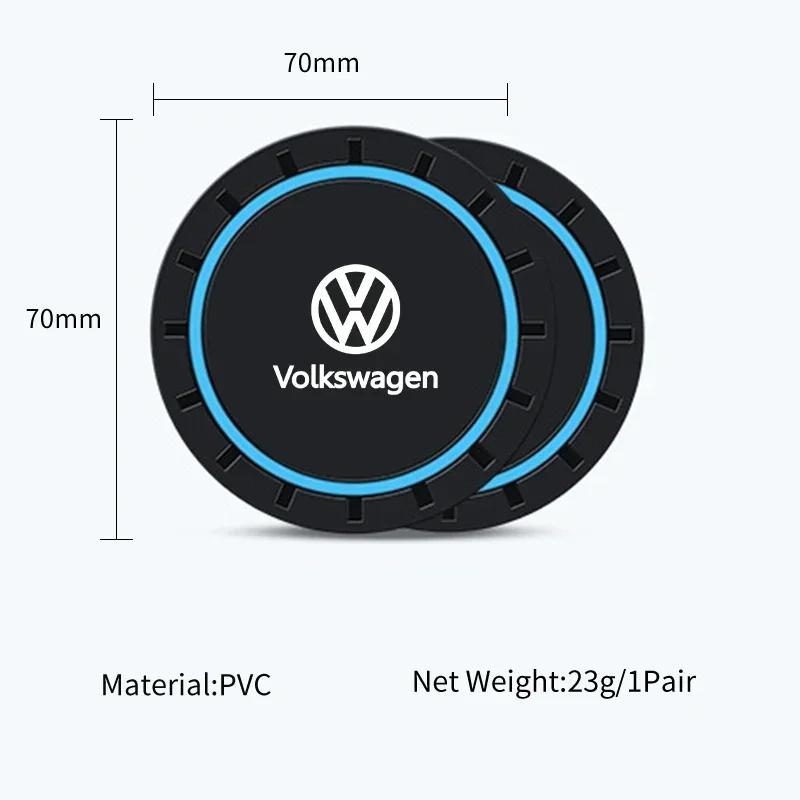 VW Valve Stems Caps Car Sticker For VW Volkswagen Jetta MK5 Golf 2PCS Car Coasters Water Cup Slots Non-Slip Mat Waterproof Cup Pad