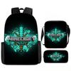 Minecraft Printed Cartoon Backpack Student Schoolbag Shoulder Bag Pencil Bag