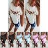 Elegant Sexy Ladies Women's Short Sleeve Cross Lace Up Bodycon Blouse Tops Slim T-shirt