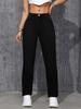 Womejeans Женские черные джинсы скинни - Повседневные универсальные длинные брюки