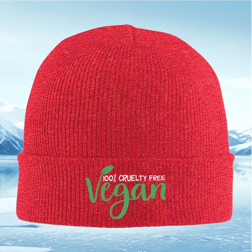 Vegan wordcruelty free Men Women Unisex Knitted Hat Beanie Pullover Cap Winter Thermal Warm Christmas Outdoor Cycling Hiking Sk