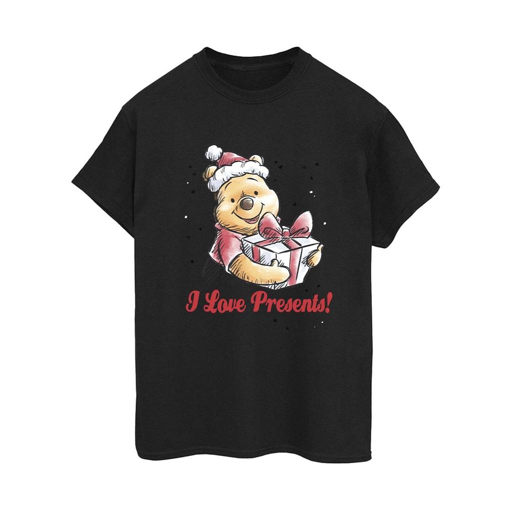 Disney Womens/Ladies Winnie The Pooh Love Presents Cotton Boyfriend T-Shirt