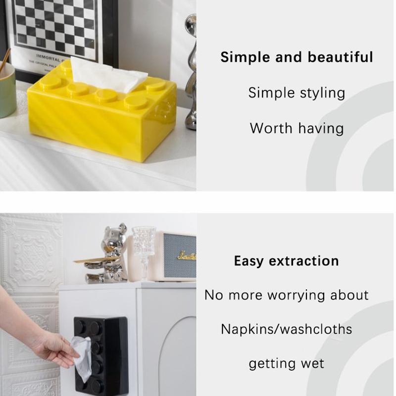 Креативные строительные блоки с пружинной коробкой для салфеток, настенный держатель для бумаги без перфорации, органайзер для ванной комнаты, коробка для полотенец для лица