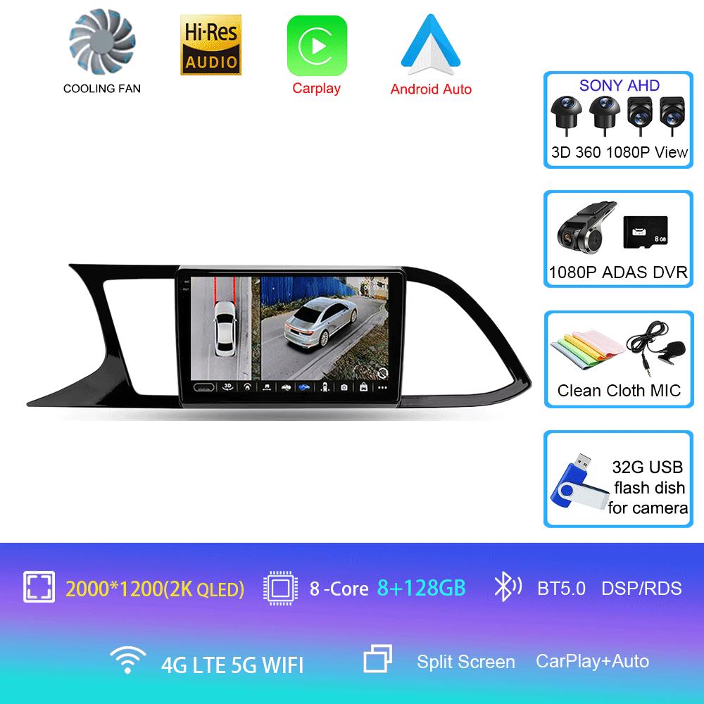 Автомобильное радио Android 14 Carplay для Seat Leon 3 2012 2013 2014 2015 - 2020 Навигация GPS Мультимедийный проигрыватель стерео Wi-Fi+4G Auto BT