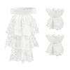 Ruffle Collar And Cuffs Clown Ruffle Collar White Black Lace Jabot Retro Victorian Collar for Cosplay Halloween Costume Party Accessory