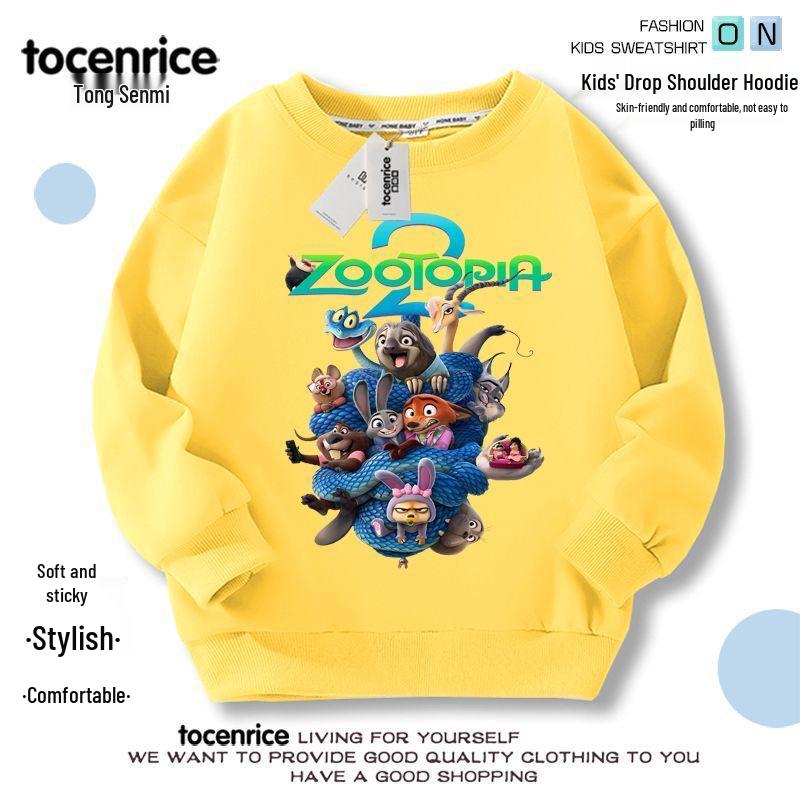 Zootopia 2 Kids' Hoodie: Nick Wilde & Judy Hopps, Autumn/Winter Long Sleeve Base Layer for Boys & Girls, Sizes 8.