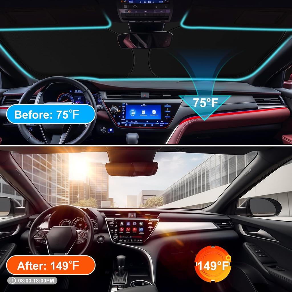 Солнцезащитный козырек на лобовое стекло автомобиля, совместимый с 2024, 2023, 2022, 2021, 2020, 2019, 2018, Camry LE XLE Hybrid SE XSE, аксессуары для седана, обновление 2024, складной
