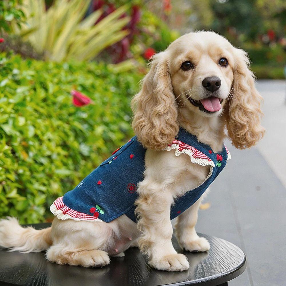 Suspender Dress Dog Denim Dress Breathable Mesh Cat Clothes Pet Dog Skirt Couple Outfit