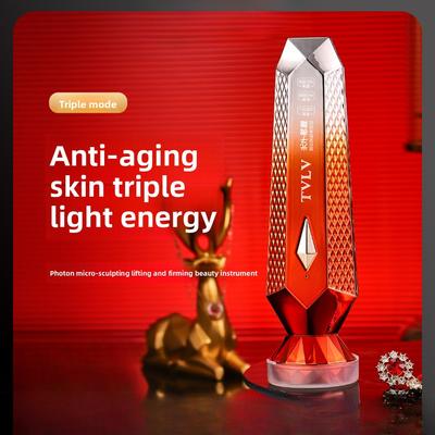 Фотонный микрогравировальный лифтинговый и укрепляющий косметический прибор, красный и синий свет для стимуляции впитывания, тройной режим, перезаряжаемый массажер