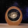 Ночник-Планета 3D Внутренняя Гравировка Светящийся Хрусталь Настольное Украшение Деревянная Подставка